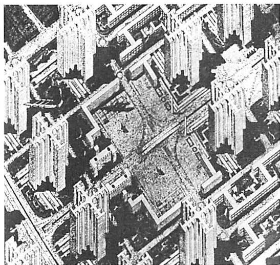 Another one-sided result of the mechanistic way of understanding order: Le Corbusier's Radiant City: Separation of functions dominates the order of a city.