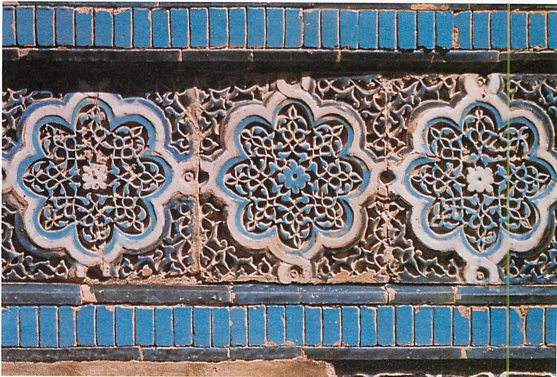 Tilework on Shad-i-Mulk Aka mausoleum, Samarkand, 14th century