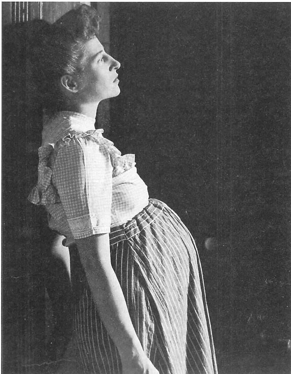 The growing embryo forms a center in the woman's belly.