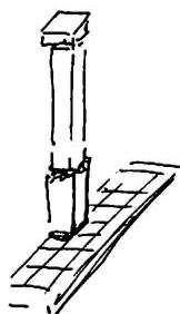 Step 4: We make the base bigger than the capital. As a result of the asymmetry, and the rhythm of the tiles on the ground, the column becomes even stronger as a center.