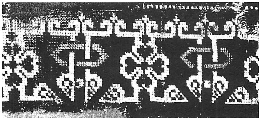 Border of a 15th century Turkish carpet: the so-called Ghirlandaio design is one of the most subtle and beautiful borders in the history of carpet weaving.