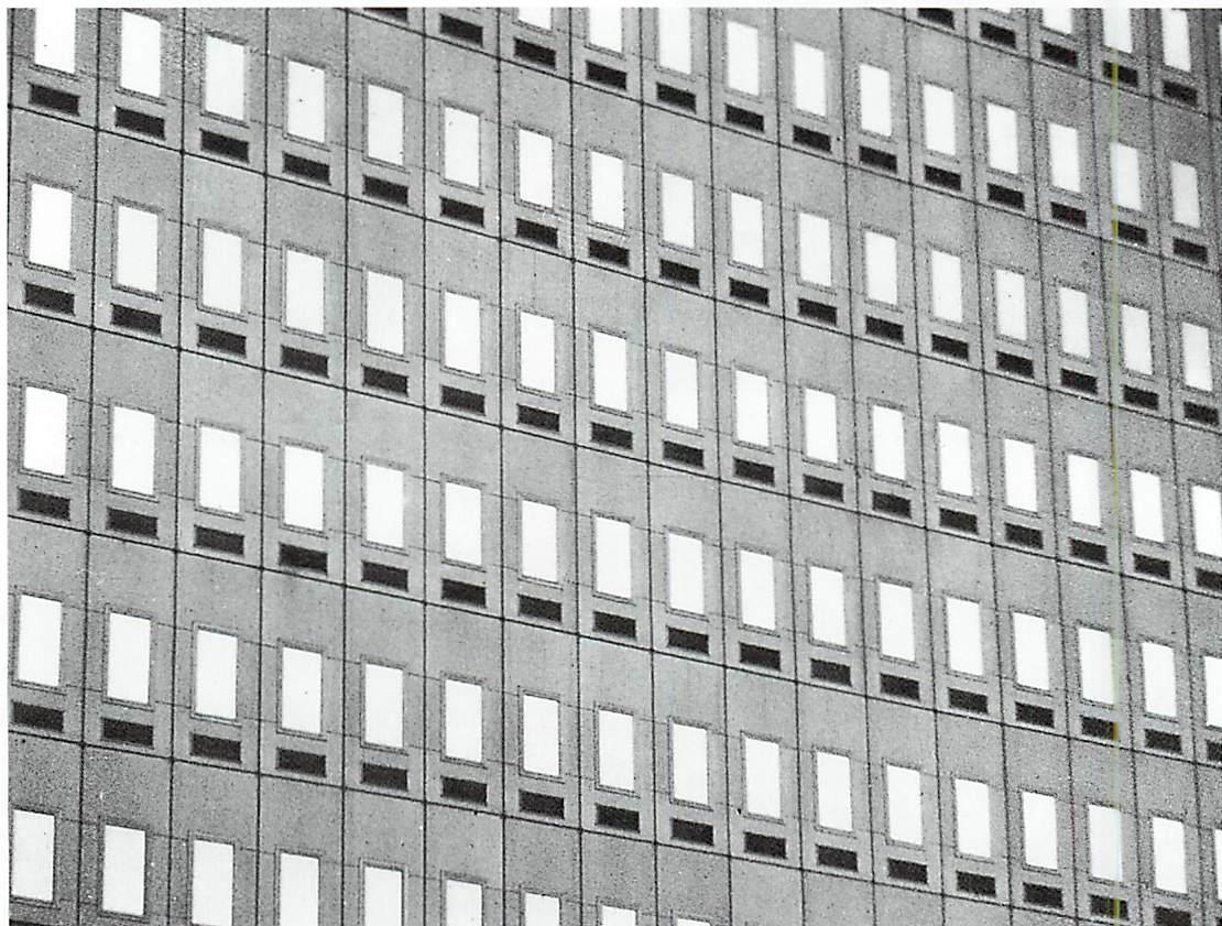 Banal repetition: there is no alternation here, there are no meaningful centers formed anywhere within the forms and spaces which repeat.