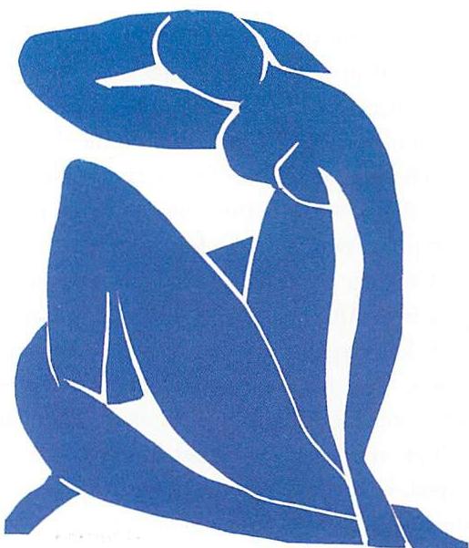 Matisse: cut paper nude. The way the composition is made, placing the cut paper, helps the artist achieve this almost incredible weaving of positive and negative, where the positive space between the body is almost alive, and so makes the woman's body come to life.
