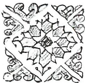 Floral carpet element made mainly of rhombs and triangles