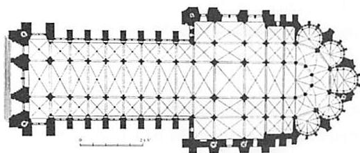 Volumetric contrast in the masses formed by the cathedral plan at Rheims