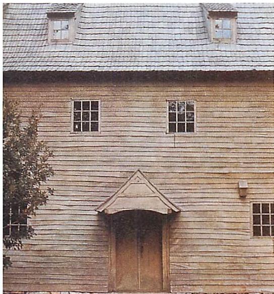 Inner calm in ancient plank siding on a house in Pennsylvania. The house has a direct visible spirit. It almost stares at you: and in this case the inner calm is being-like. The strangeness mentioned in the text is easily visible, at the same time that the calm is so powerful, the simplicity so wonderful.