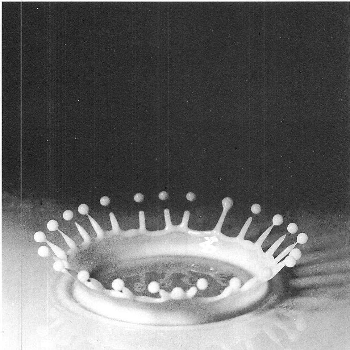 Harold Edgerton's photograph of a milk drop splash, showing beautiful formation of a center, itself made of many centers