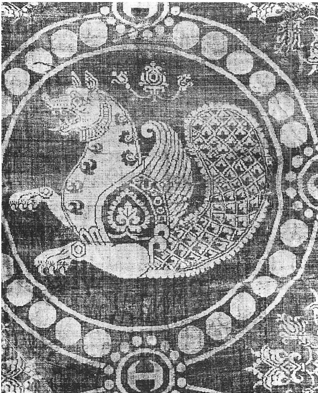 Sassanian silk twill of Senmurg, 7th century