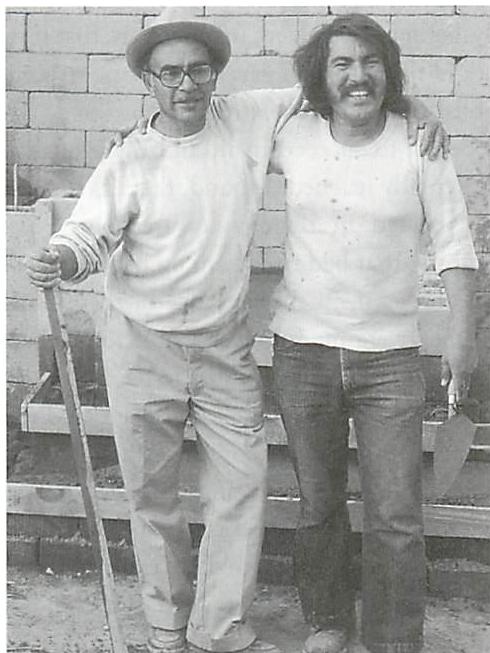 Two men enjoying construction of this neighborhood in Mexicali, 1976
