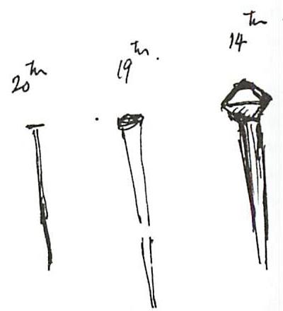 Sketches of the three nails, to bring out their features