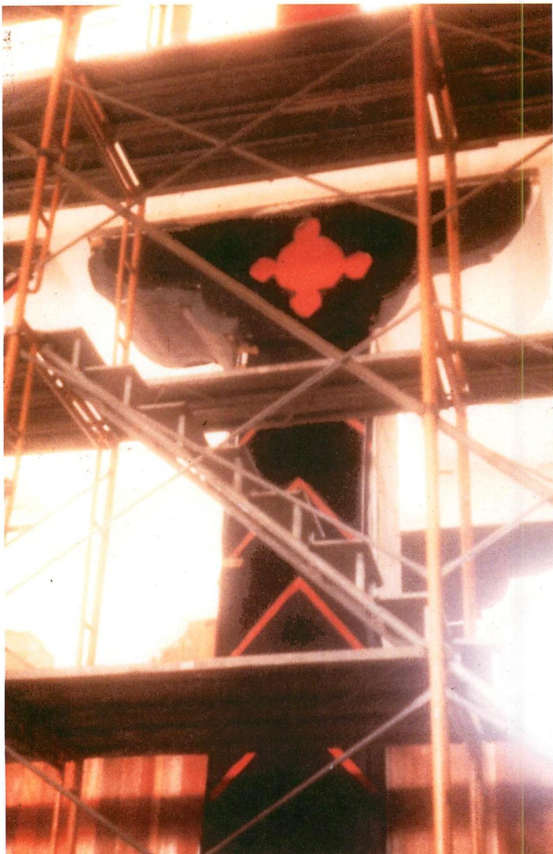 Great Hall color mockup in progress, Eishin campus, Japan, 1984