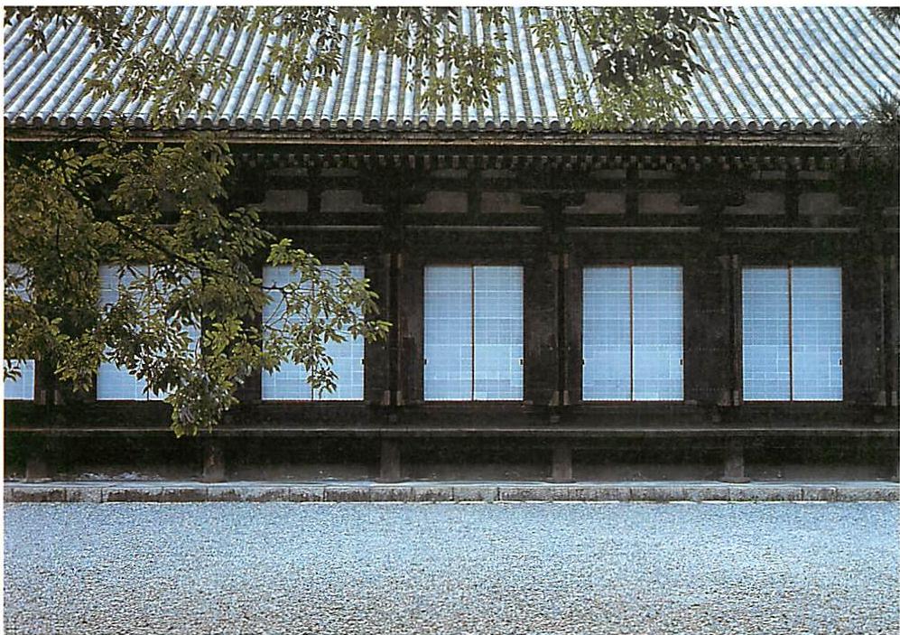 San-ju-san Gen Do, temple of the thirty-three bays, Kyoto, 13th century. Here, too, the beauty of this building, the wonderful harmony of its construction, arise as value that appears in the process of craft, from a gently unfolding wholeness. The unfolding of the woodwork is so complex, and yet so pure, that it reaches great spiritual depths.