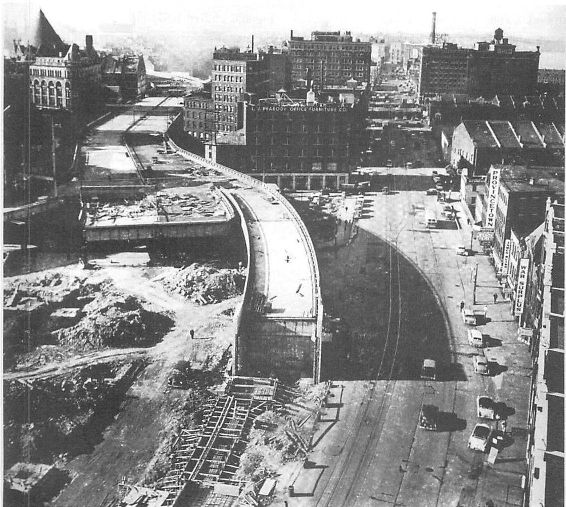 Many of the buildings in this chapter are structure-destroying in their internal geometry, just as surely as this freeway, built through downtown Providence, destroyed the structure and fabric of that community.