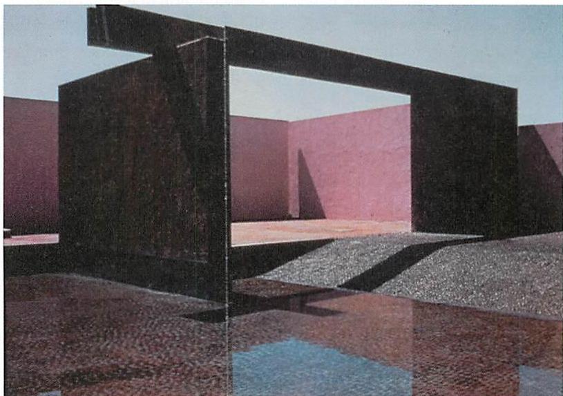 The arbitrariness of modern design is quite visible here: this structure has not unfolded from any natural sequence. It has been thought out, consciously and arbitrarily, as an image. Luis Barragan, The Fountain of the Lovers.