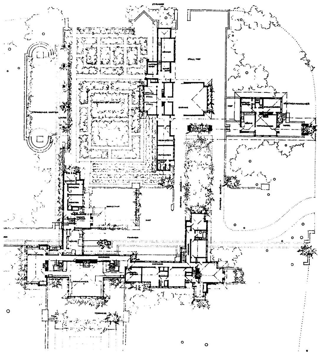 Plan of the Coonley House, Riverside, Illinois, Frank Lloyd Wright, 1908