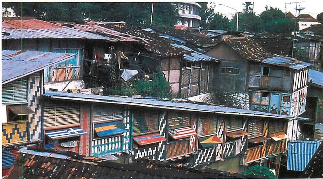 This community center in Kali Cho-de, Yogyakarta, Indonesia, was built by the families who live there, 1985.