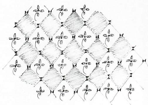 (1) My sketch of a flower pattern of blue blossoms