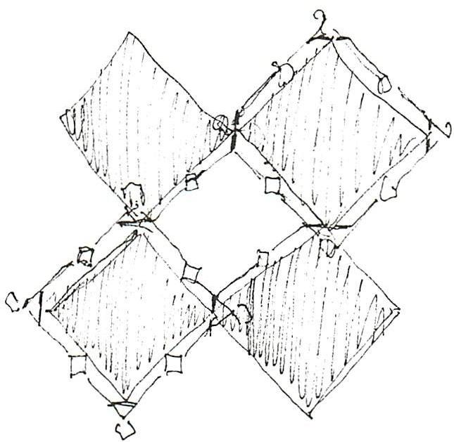 (6) Sketch replacing the dots with diamonds, thus paving the way towards a design with knots and braids