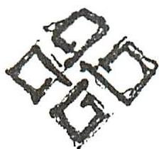 (7) A continuous loop braid which forms centers in the squares, centers at the middle, centers between the squares, and a center in the whole.