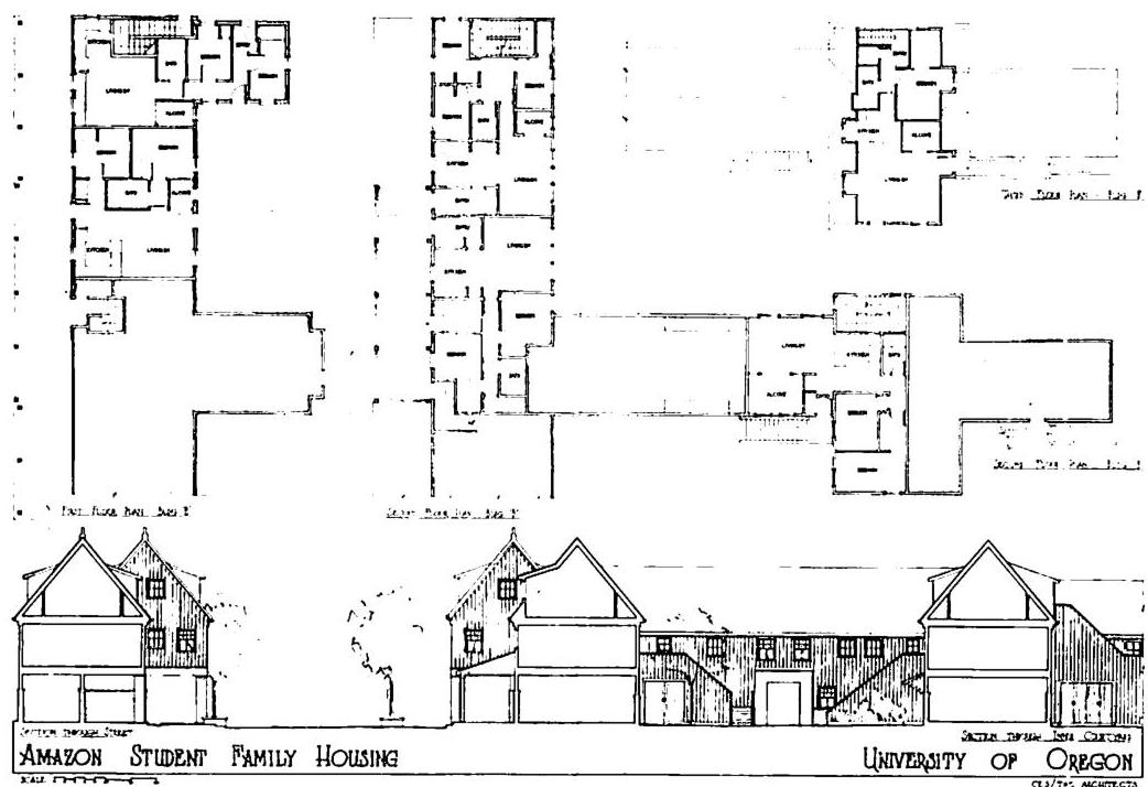A portion of the Amazon project for student housing, University of Oregon, 1992, where one can see how every part, and every space, has become unique, because of its particulars.