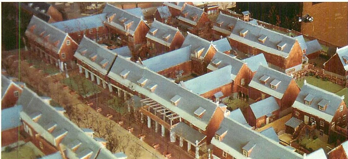 There is simplicity and repetition. There is widespread repetition. But when one looks carefully, you see that still, every part is made so that it is unique. Model of part of the Amazon housing. University of Oregon, 1992.