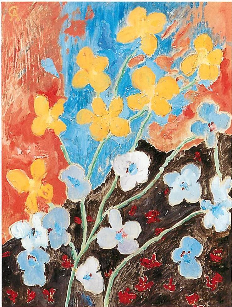 Yellow Blossoms, oil on wooden panel, 1987