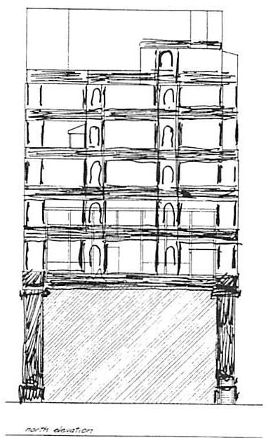 Cross section of load-bearing structure in the Sapporo building