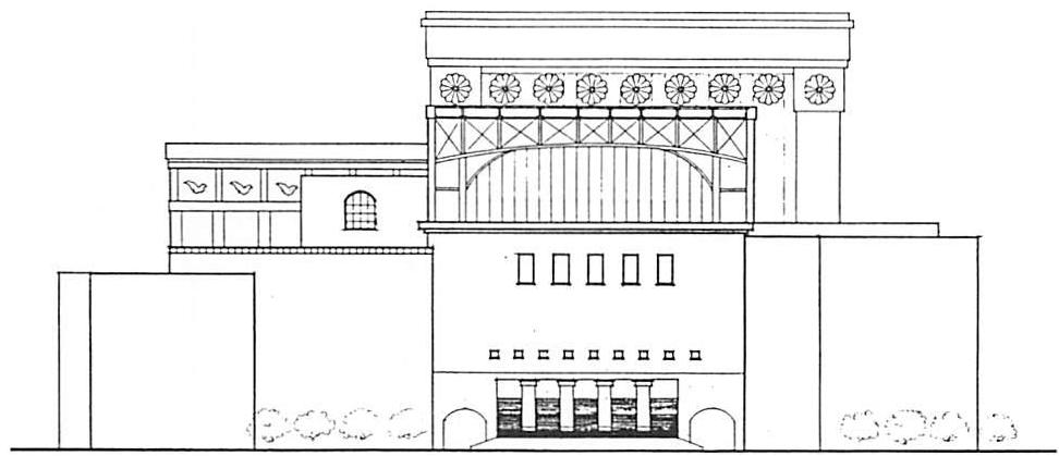 The massive Tokyo Forum, north elevation showing main entrance