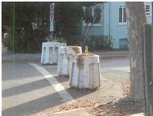 One of the traffic barriers as installed by the Berkeley Public Works department
