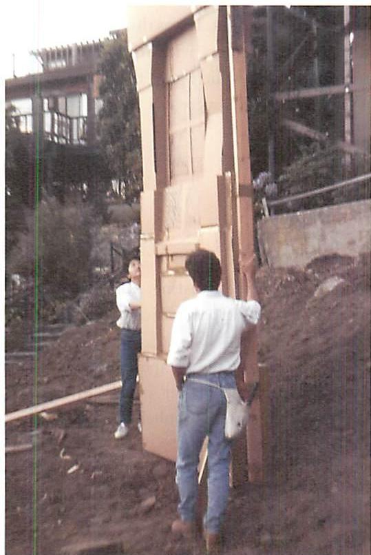 Looking at the cardboard mockup on the site, to test its feeling in relation to the site