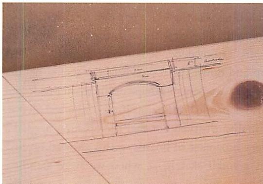 *Bed alcove as I first drew it on a plank of wood that was lying there*