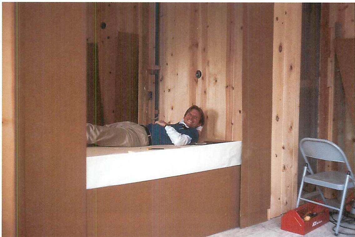 *Checking the feeling of the master bed alcove, from inside and out*