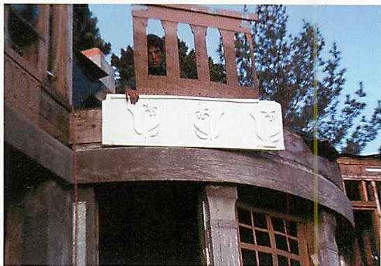 A test of the lily frieze design with the balustrade design: This design didn't work at all.