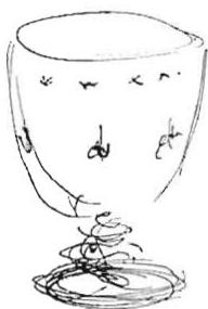 Step 1: My first sketch. The bowl is given its first approximation as a strong shape and as a strong center; at the same time, to support it, several smaller strong centers are delineated.