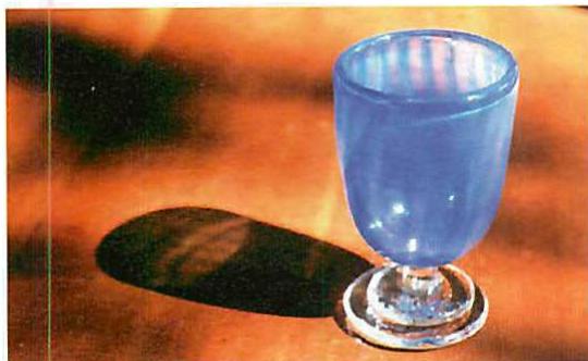 Step 3: Rough sample glass blown in the Oakland glass-blowing shop of Dan Reilly. Here color, shape, and ornament were achieved for the first time, giving reality to the emerging centers, allowing us to see them concretely so that we could then improve them.