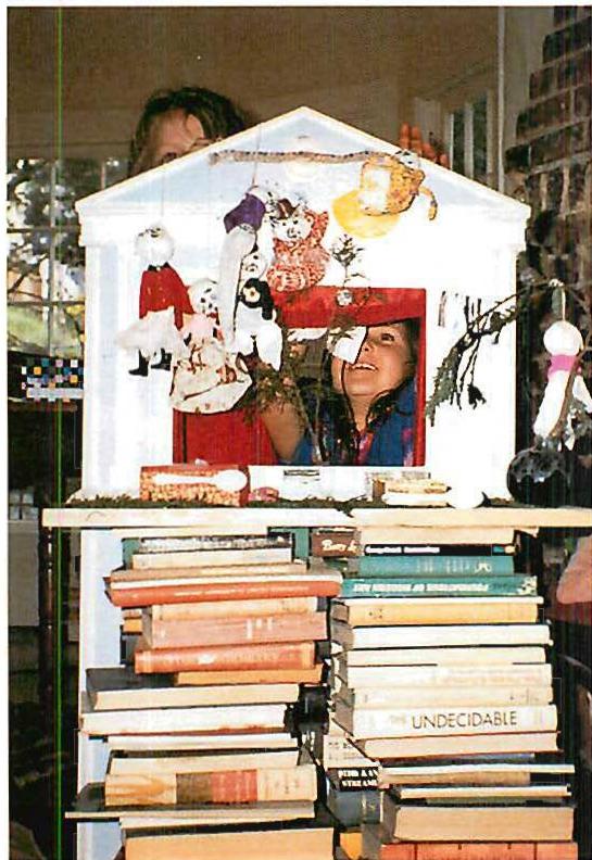 Puppet theater on a pile of books