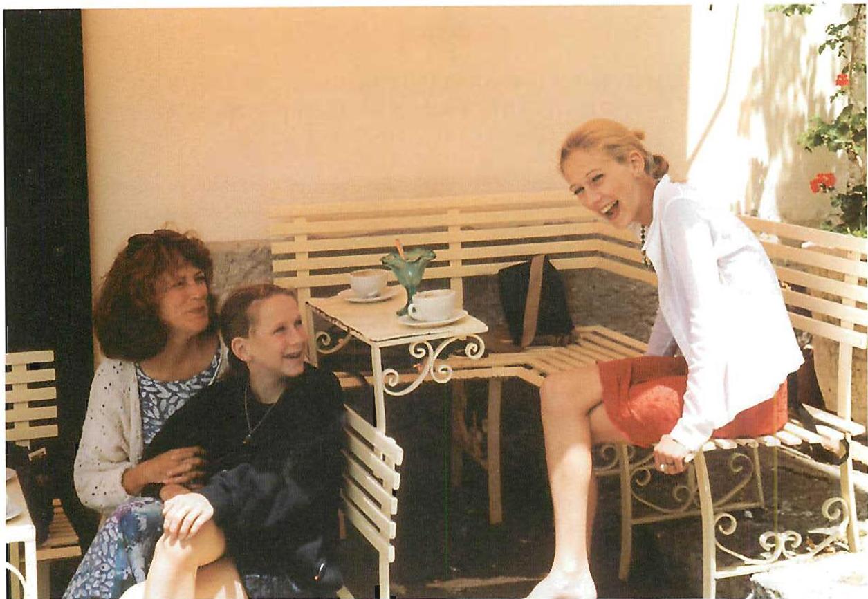 The fine grain of the environment, and the fine grain of its geometric structure. Look at the relaxed seats and tables of this cafe, which allow such laughter