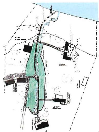 The hull of public space, at the core of the Austin community. The lake is at the top. Christopher Alexander, 1995.