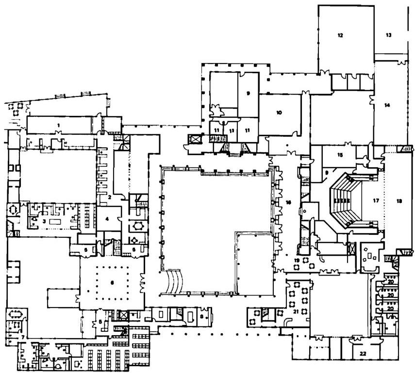 First floor plan, Mountain View Civic Center, Christopher Alexander with Artemiz Anninou, 1989