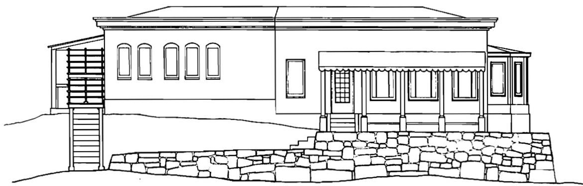West elevation of the Berryessa house, as completed, 1986.