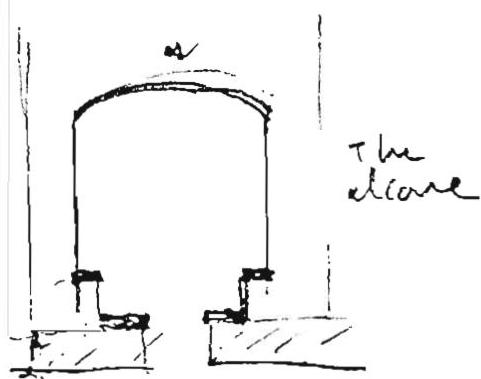 The form of the alcove is both positive and negative: the space is positive, the volume of the seats is positive. That is what defines this slightly complex, filled-out, shape.