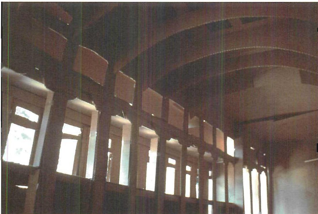 First crude model, at 1:20 scale, of the Eishin Great Hall interior. You can see a certain quality of light beginning to appear, columns are massive, and the light is soft, created between the massive columns. It is the spacing of column and void, and the relation of the two, that makes the quality of light appear.