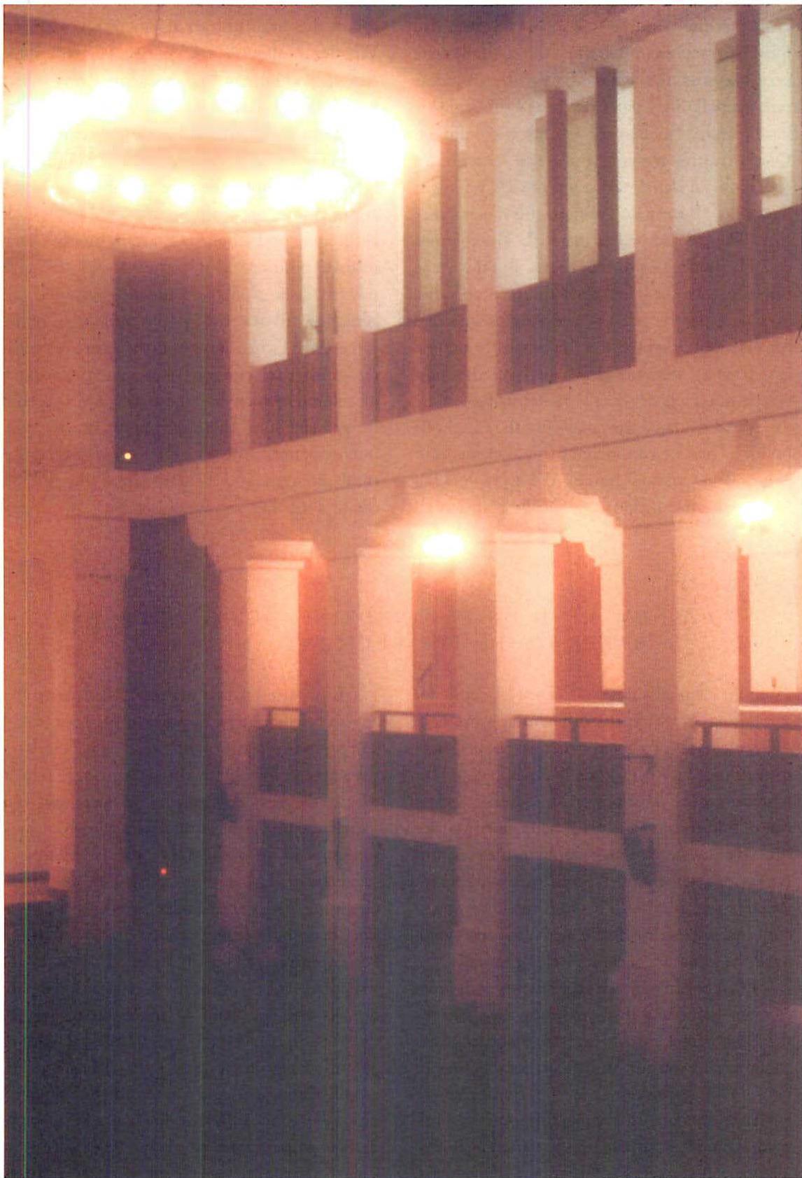 An early view of the Eishin Great Hall interior, as built in 1983. The quality of light, dimly visible in the model, was now fully achieved. Christopher Alexander with Ingrid King, Hojo Neis, Gary Black.