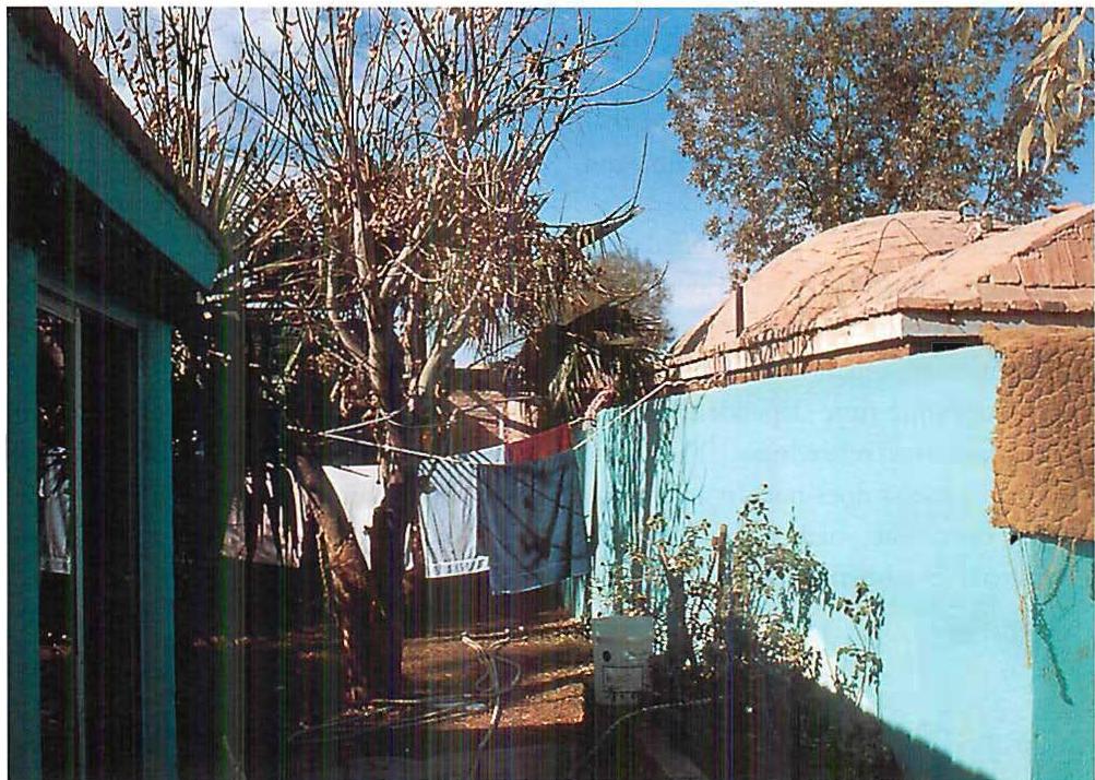 Mexicali housing in 1996, twenty years after construction. The place belongs to the people who live there and has become a fully natural structure.