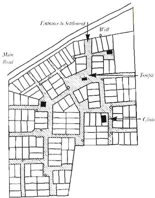 A community of 130 houses built in Kerala, India, by Howard Davis. A project of a similar type, with comparable use of the fundamental process, 1996.