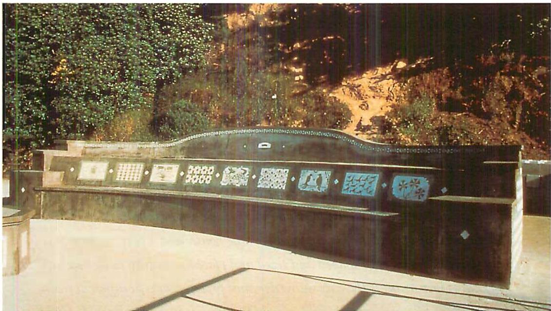 The finished bench. San Francisco, 1985. The very unexpected form of the bench which came into existence is visible, and one sees (or senses) how the whole of it is a result of the structure-preserving transformations in the fundamental process.