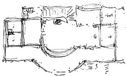 Goddu house, plan after one-hour telephone discussion and visualization with Mike and Patricia Goddu.