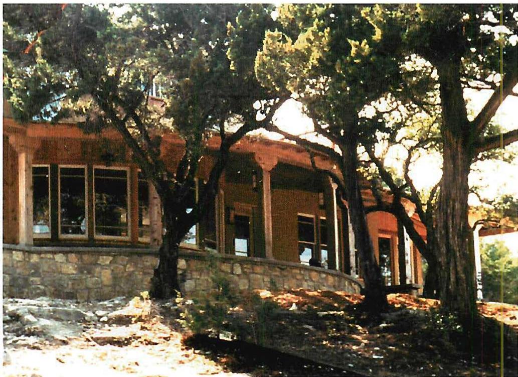 Great curved porch of the Goddu house, seen from below, Christopher Alexander, Saul Pichardo, Randy Schmidt, 1994.