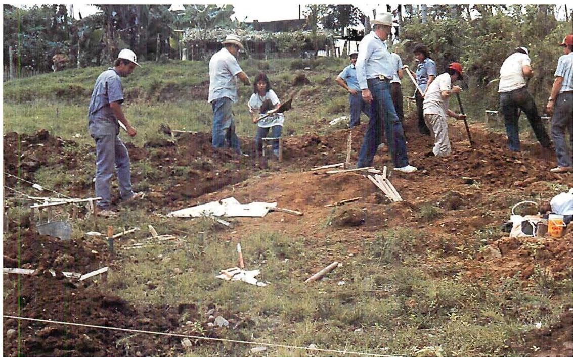 Families working on site