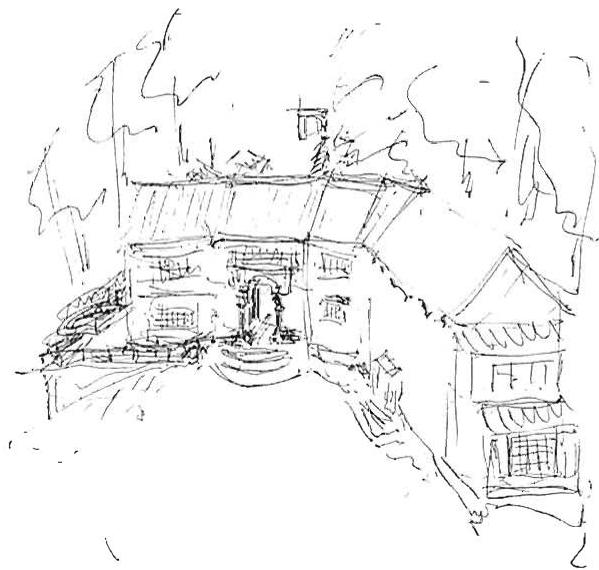 My first sketch of the early building volume for the Medlock house. What was later to become the